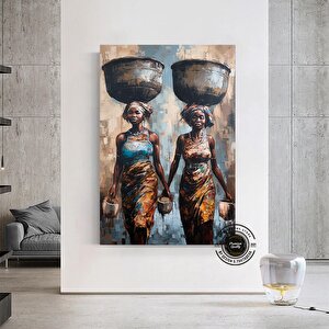 Afrika Kadın Portresi, Afro-amerikan Kültürü, Afrika Kabilesi Duvar Sanatı, Yağlı Boya