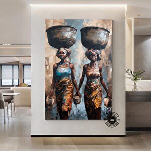 Afrika Kadın Portresi, Afro-amerikan Kültürü, Afrika Kabilesi Duvar Sanatı, Yağlı Boya