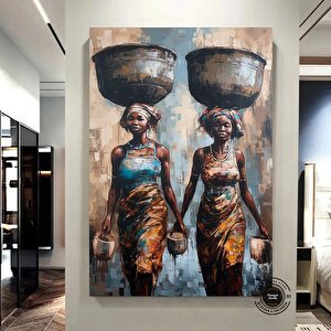 Afrika Kadın Portresi, Afro-amerikan Kültürü, Afrika Kabilesi Duvar Sanatı, Yağlı Boya