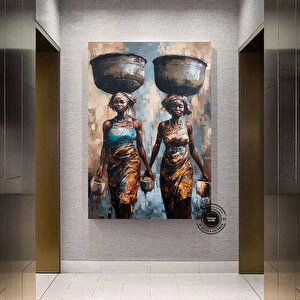 Afrika Kadın Portresi, Afro-amerikan Kültürü, Afrika Kabilesi Duvar Sanatı, Yağlı Boya 90x150 cm