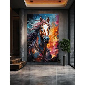 Soyut At Tablosu Kanvas; Büyük At Duvar Sanatı Baskısı; Renkli Soyut Duvar Sanatı; Yatak Üstü Dekoru