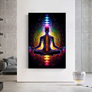 Hint Buddha Meditasyonu 7 Çakra Kanvası, Yoga Ve Spor Temalı Oturma Odası Dekoru
