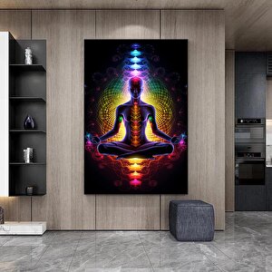 Hint Buddha Meditasyonu 7 Çakra Kanvası, Yoga Ve Spor Temalı Oturma Odası Dekoru