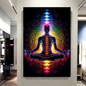 Hint Buddha Meditasyonu 7 Çakra Kanvası, Yoga Ve Spor Temalı Oturma Odası Dekoru