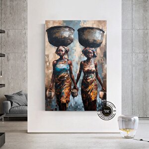 Afrika Kadın Portresi, Afro-amerikan Kültürü, Afrika Kabilesi Duvar Sanatı, Yağlı Boya