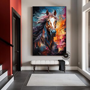 Soyut At Tablosu Kanvas; Büyük At Duvar Sanatı Baskısı; Renkli Soyut Duvar Sanatı; Yatak Üstü Dekoru 60x120 cm
