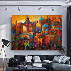 Modern Ev Dekoru Soyut Şehir Silueti Kübizm Sanatı – Ev Veya Ofis İçin Anı Tablosu 20x30 cm