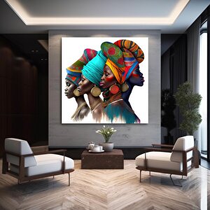 Afrika-amerikan Kültür Sanatı, Yerel Kadın Temalı Soyut Kanvas Duvar Dekoru 70x70 cm