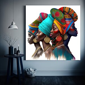 Afrika-amerikan Kültür Sanatı, Yerel Kadın Temalı Soyut Kanvas Duvar Dekoru 70x70 cm