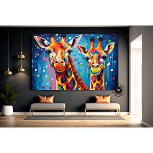 Graffiti Kanvas; Zürafa Kanvas; Renkli Hayvan Sanatı 50x70 cm