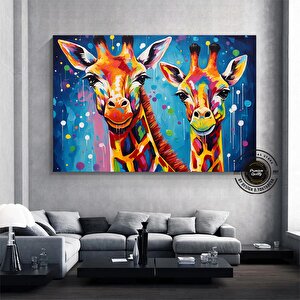 Graffiti Kanvas; Zürafa Kanvas; Renkli Hayvan Sanatı