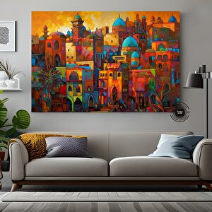 Modern Ev Dekoru Soyut Şehir Silueti Kübizm Sanatı – Ev Veya Ofis İçin Anı Tablosu
