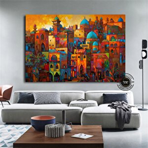 Modern Ev Dekoru Soyut Şehir Silueti Kübizm Sanatı – Ev Veya Ofis İçin Anı Tablosu