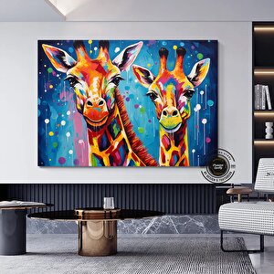 Graffiti Kanvas; Zürafa Kanvas; Renkli Hayvan Sanatı 20x30 cm