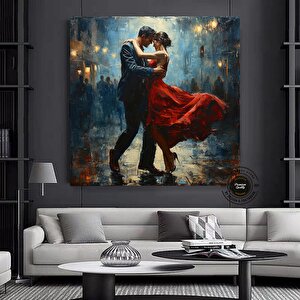 Büyük Kanvas Ev Dekoru, Tango Dans Eden Çift Tablosu 120x120 cm