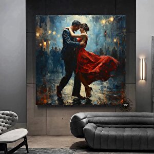 Büyük Kanvas Ev Dekoru, Tango Dans Eden Çift Tablosu 120x120 cm