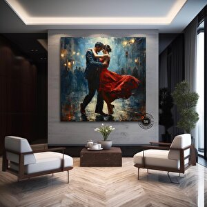 Büyük Kanvas Ev Dekoru, Tango Dans Eden Çift Tablosu 100x100 cm