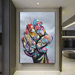 Sokak Graffiti Sanatı; Ellerini Tutan Aşıklar Kanvas Tablosu; Poster Baskıları; Duvar Sanatı; Ev Dek 20x30 cm