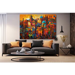 Modern Ev Dekoru Soyut Şehir Silueti Kübizm Sanatı – Ev Veya Ofis İçin Anı Tablosu