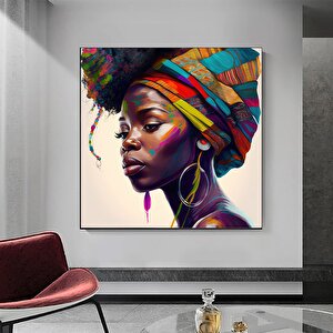 Renkli Afrikalı Kadın Kanvası, Moda Dekoru, Modern Sanat Baskısı
