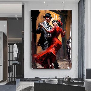 Ev Dekoru Kanvası, Büyük Kanvas, Dans Eden Çift Tablosu, Müzik Odası Sanatı, Çok Renkli Tango Kanvası 90x150 cm
