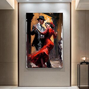 Ev Dekoru Kanvası, Büyük Kanvas, Dans Eden Çift Tablosu, Müzik Odası Sanatı, Çok Renkli Tango Kanvası