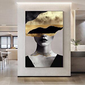 Altın Kadın Kanvas Tablosu, Soyut Kadın Kanvas Baskısı, Moda Duvar Dekoru, Kadın Duvar Tablosu 30x40 cm