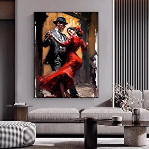 Ev Dekoru Kanvası, Büyük Kanvas, Dans Eden Çift Tablosu, Müzik Odası Sanatı, Çok Renkli Tango Kanvası 80x120 cm