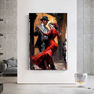 Ev Dekoru Kanvası, Büyük Kanvas, Dans Eden Çift Tablosu, Müzik Odası Sanatı, Çok Renkli Tango Kanvası