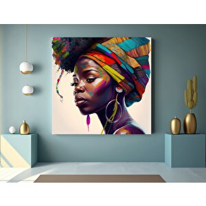 Renkli Afrikalı Kadın Kanvası, Moda Dekoru, Modern Sanat Baskısı