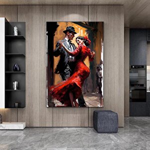 Ev Dekoru Kanvası, Büyük Kanvas, Dans Eden Çift Tablosu, Müzik Odası Sanatı, Çok Renkli Tango Kanvası