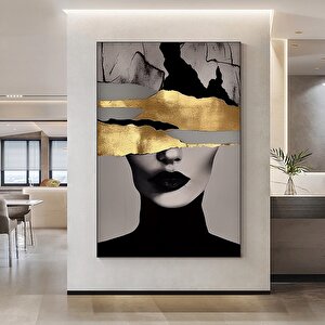 Altın Kadın Kanvas Tablosu, Moda Ve Kadın Portresi Duvar Sanatı