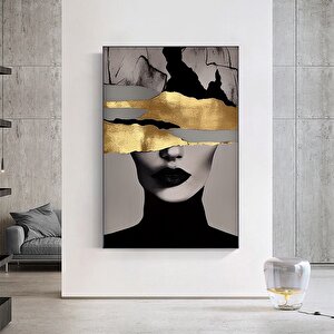 Altın Kadın Kanvas Tablosu, Moda Ve Kadın Portresi Duvar Sanatı