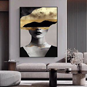 Altın Kadın Kanvas Tablosu, Soyut Kadın Kanvas Baskısı, Moda Duvar Dekoru, Kadın Duvar Tablosu 80x120 cm