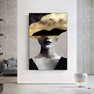 Altın Kadın Kanvas Tablosu, Soyut Kadın Kanvas Baskısı, Moda Duvar Dekoru, Kadın Duvar Tablosu