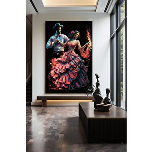 Flamenko Dansçısı Duvar Sanatı; İspanyol Tarzı Dekor; Çift Flamenko Dansı Tablosu 80x120 cm
