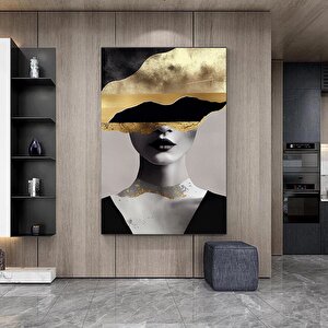 Altın Kadın Kanvas Tablosu, Soyut Kadın Kanvas Baskısı, Moda Duvar Dekoru, Kadın Duvar Tablosu