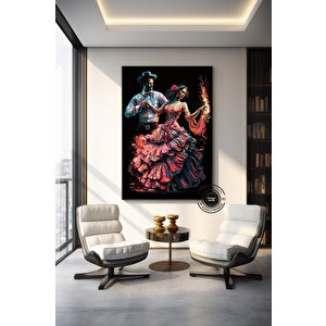 Flamenko Dansçısı Duvar Sanatı; İspanyol Tarzı Dekor; Çift Flamenko Dansı Tablosu 150x250 cm
