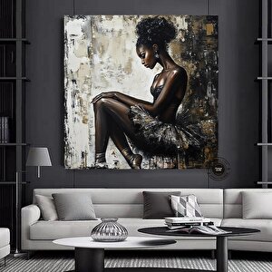 Afrika-amerikan Tuval Sanatı; Siyah Kadın Portre 70x70 cm