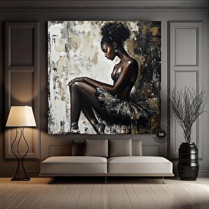 Afrika-amerikan Tuval Sanatı; Siyah Kadın Portre 70x70 cm