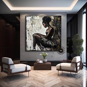 Afrika-amerikan Tuval Sanatı; Siyah Kadın Portre 70x70 cm