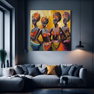 Dört Sarıklı Afrikalı Kadın Kanvası – Renkli Portre