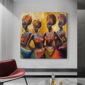 Dört Sarıklı Afrikalı Kadın Kanvası – Renkli Portre