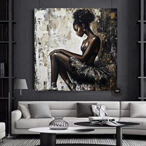 Afrika-amerikan Tuval Sanatı; Siyah Kadın Portre 30x30 cm