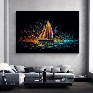 Tekne Kanvası; Altın Gemiler Resmi; Soyut Yelkenli Duvar Sanatı; Yelkenli Baskısı; Dokulu Kanvas; Si