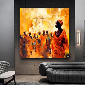 Afrikalı Amerikalı Soyut Resim Konsepti; Renkli Afrika Kültürü Kanvas; Ekstra Büyük Soyut Duvar Sana
