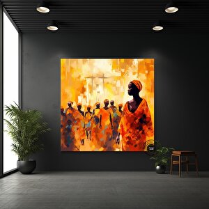 Afrikalı Amerikalı Soyut Resim Konsepti; Renkli Afrika Kültürü Kanvas; Ekstra Büyük Soyut Duvar Sana