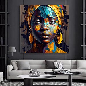 Renkli Afrikalı Kadın Kanvas Sanatı, Afrikalı Amerikalı Sanatı, Modern Sanat Baskısı, Moda Dekor 80x80 cm