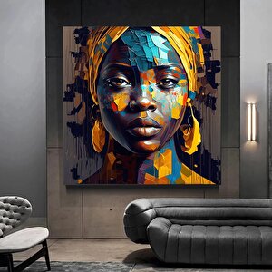 Renkli Afrikalı Kadın Kanvas Sanatı, Afrikalı Amerikalı Sanatı, Modern Sanat Baskısı, Moda Dekor 80x80 cm