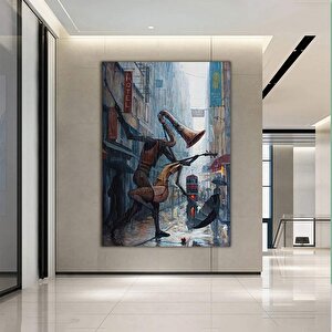 Büyük Dans Eden Tablo; Çift Duvar Sanatı; Dansçılar; Parti Hediyesi; Çok Renkli Kanvas 20x30 cm